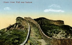 Architecture Greetings Card Collection: Archival colour postcard on Great Wall, Nankow, China, circa 1915