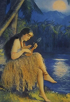 Grass Skirts Collection: Classic Hula Girl with Ukelele, Hawaiian Legacy Archive