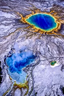 Sinter Collection: Grand Prismatic Spring and Excelsior Geyser Crater in Midway Geyser Basin, YNP, Wyoming, USA
