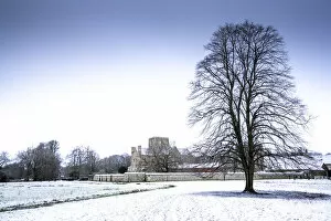 Architecture Greetings Card Collection: The Hospital of St Cross and Almshouse of Noble Poverty in winter, Winchester, Hampshire, England