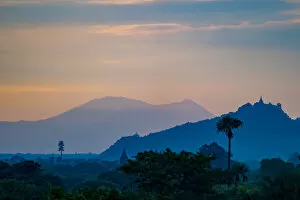 Architecture Greetings Card Collection: Landscape at dawn with Pagodas, Bagan, Myanmar (Burma)