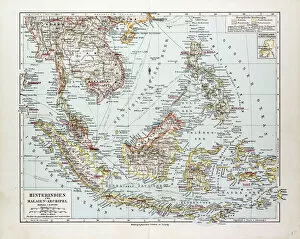 Travel and Culture Metal Print Collection: Map Of Indonesia, 1899