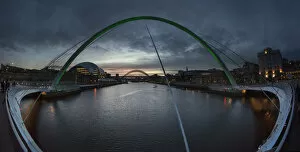Fisheye Lens Collection: Millenium Bridge Over The River Tyne; Newcastle Upon Tyne, Tyne And Wear, England