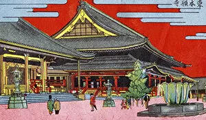 Travel and Culture Mouse Mat Collection: Postcard Of Japanese Temple, circa 1910