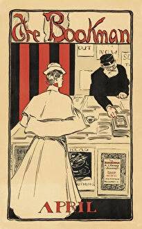 Dodd Collection: Poster for the April, 1896 issue of The Bookman. Drawn by J. M. Flagg