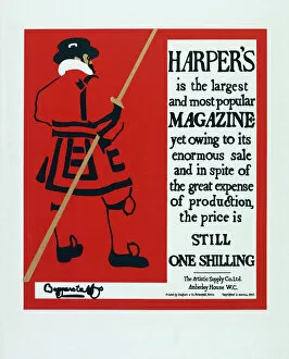 Advertising Posters Greetings Card Collection: A poster dated 1895 advertising Harpers Magazine