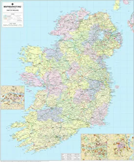Dublin Fine Art Print Collection: Ireland Political Road Map
