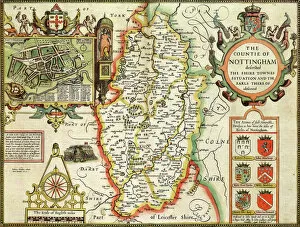Related Images Collection: Nottinghamshire Historical John Speed 1610 Map
