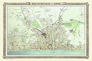Royalty Collection: Old Map of Brighton 1898 from the Royal Atlas by Bartholomew