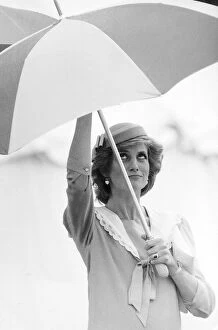Related Images Cushion Collection: Princess Diana in Berkshire on a stormy day 26th June 1985