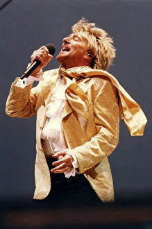 Musician Collection: Singer Rod Stewart performs in concert at Gateshead International Stadium, Tyne and Wear