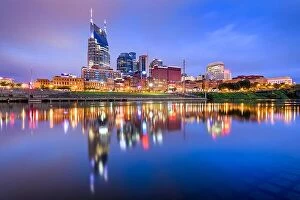 Nashville Collection: Nashville, Tennessee, USA skyline on the Cumberland River at night