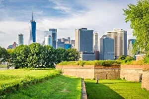 Offices Collection: New York, New York, USA from Governors Island with historic Fort Jay