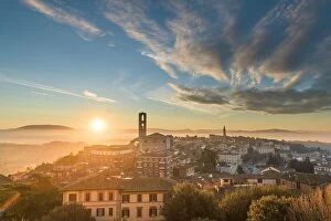 Sky Landscape Collection: Perugia, Italy, he capital city of Umbria, at dawn