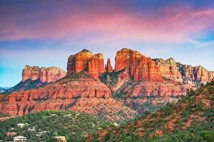 Mountain scenery paintings Fine Art Print Collection: Sedona, Arizona, USA at Red Rock State Park at dusk