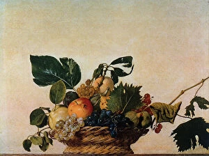 Caravaggio Poster Print Collection: Fruit basket; work of Caravaggio. Pinacoteca Ambrosiana, Milan